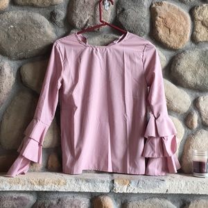 Long sleeve ruffle pink shirt